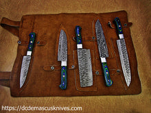 Load image into Gallery viewer, Custom  Made Damascus Steel Chef Knife Set.
