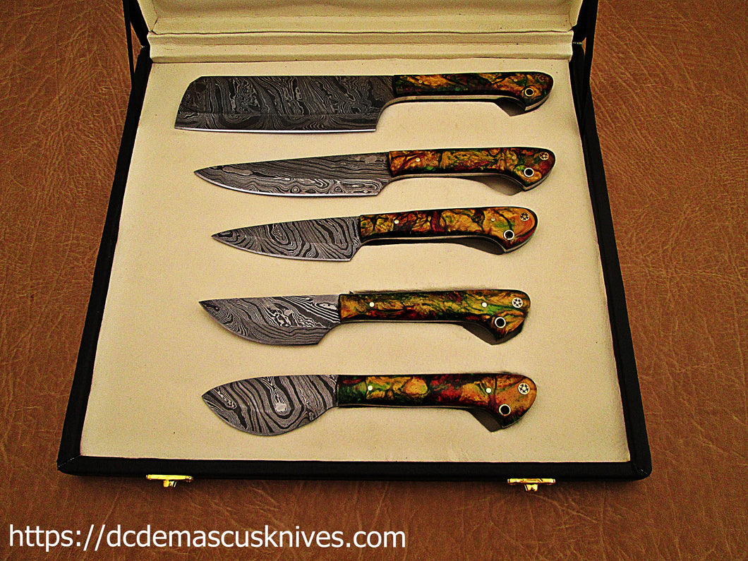 Custom  Made Damascus Steel Chef Knife Set.CH-65