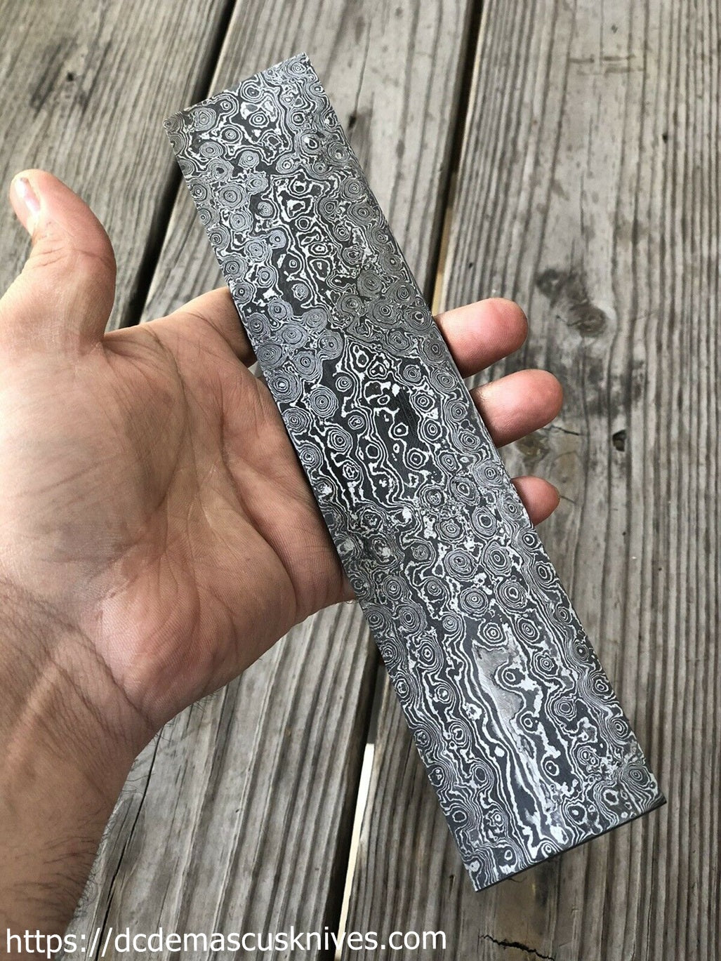 Custom Made Damascus Steel Billet Raindrop pattern.