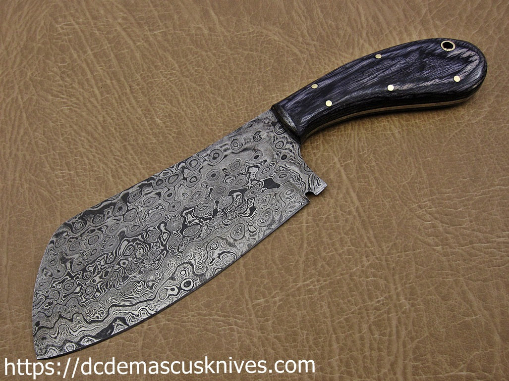 Custom Made Damascus Steel Cleaver.