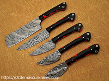 Load image into Gallery viewer, Custom  Made Damascus Steel Chef Knife Set.
