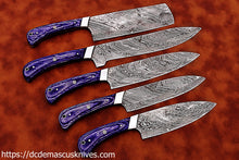 Load image into Gallery viewer, Custom  Made Damascus Steel Chef Knife Set.
