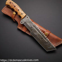 Load image into Gallery viewer, Custom  Made Damascus Steel Tracker  Knife.TR-17
