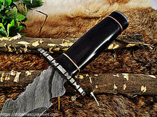 Load image into Gallery viewer, Custom Made Damascus Steel Hunting Knife.
