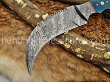Load image into Gallery viewer, Custom Made Damascus Steel Carambit Knife.
