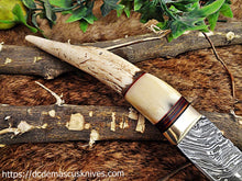 Load image into Gallery viewer, Custom  Made Damascus Steel Hunting Knife.
