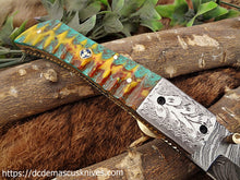 Load image into Gallery viewer, Custom Made Damascus Steel Folding Knife.FD-48
