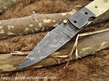 Load image into Gallery viewer, Custom Made Damascus Steel Folding Knife.FD-52
