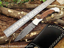 Load image into Gallery viewer, Custom Made Damascus Steel Folding Knife.
