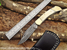 Load image into Gallery viewer, Custom Made Damascus Steel Folding Knife.
