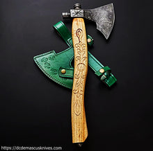 Load image into Gallery viewer, Custom Made Damascus Steel Axe.
