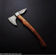 Load image into Gallery viewer, Custom Made Damascus Steel Axe.
