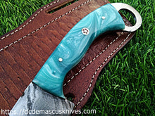 Load image into Gallery viewer, Custom Made Damascus Steel Bull Cutter.
