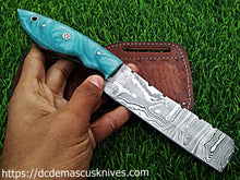 Load image into Gallery viewer, Custom Made Damascus Steel Bull Cutter.
