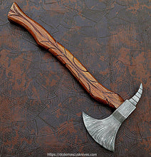 Load image into Gallery viewer, Custom Made Damascus Steel Axe.
