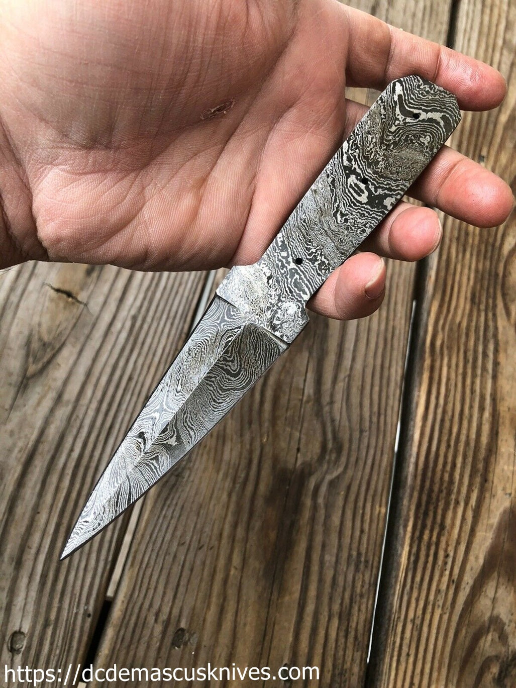 Custom Made Damascus Steel Blank Blade.10