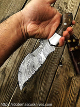 Load image into Gallery viewer, Custom  Made Damascus Steel Tracker  Knife.
