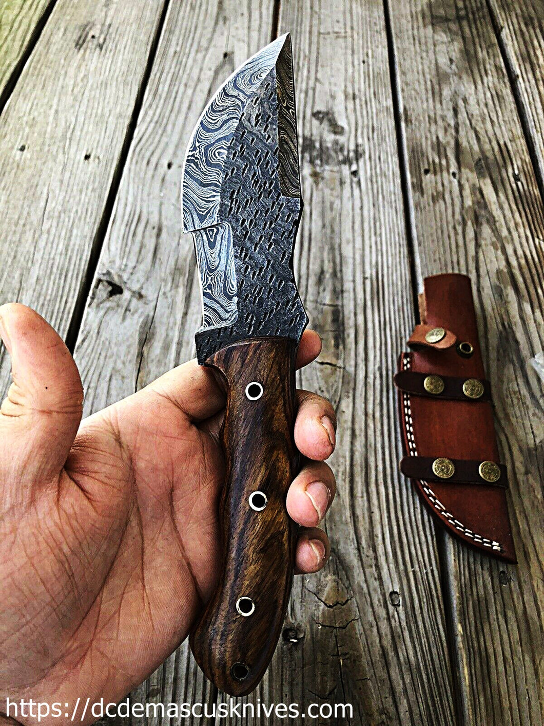 Custom  Made Damascus Steel Tracker Knife.