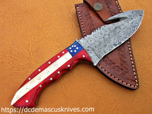 Load image into Gallery viewer, Custom  Made Damascus Knife with american flag handle.TR-12
